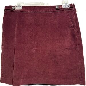 Banana Republic burgundy fine wale stretch corduroy low slung mini skirt 6
